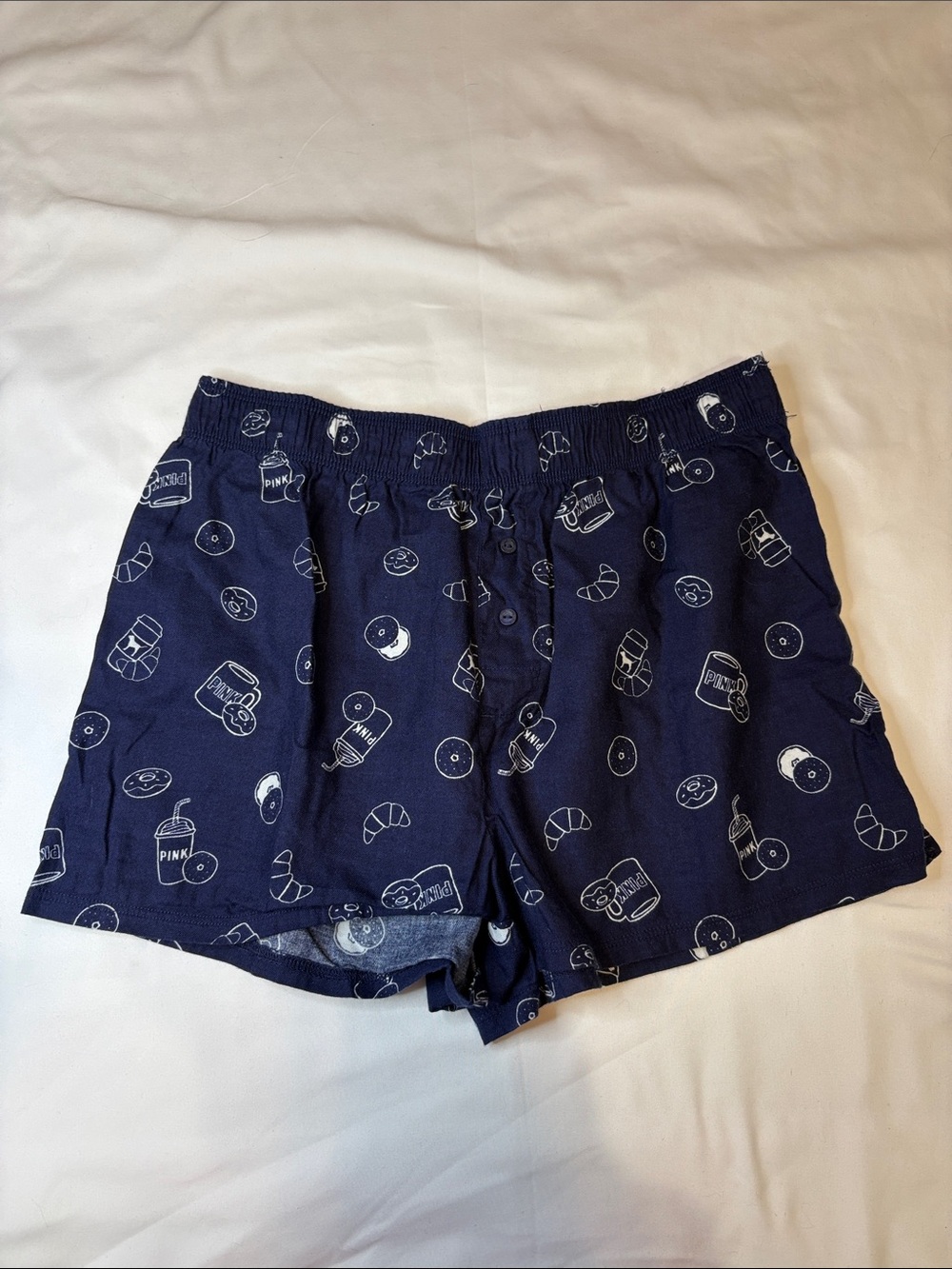 Victoria's Secret VS PINK Sleep Boxy Pajama Shorts Coffee Donut Croissant Print